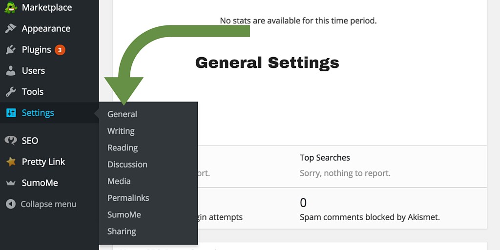Screenshot 1 - setting up WordPress general settings