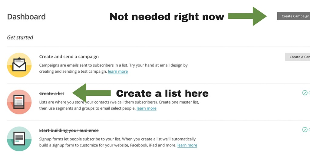 Screenshot 10 - linking mailchimp with sumome - create a list
