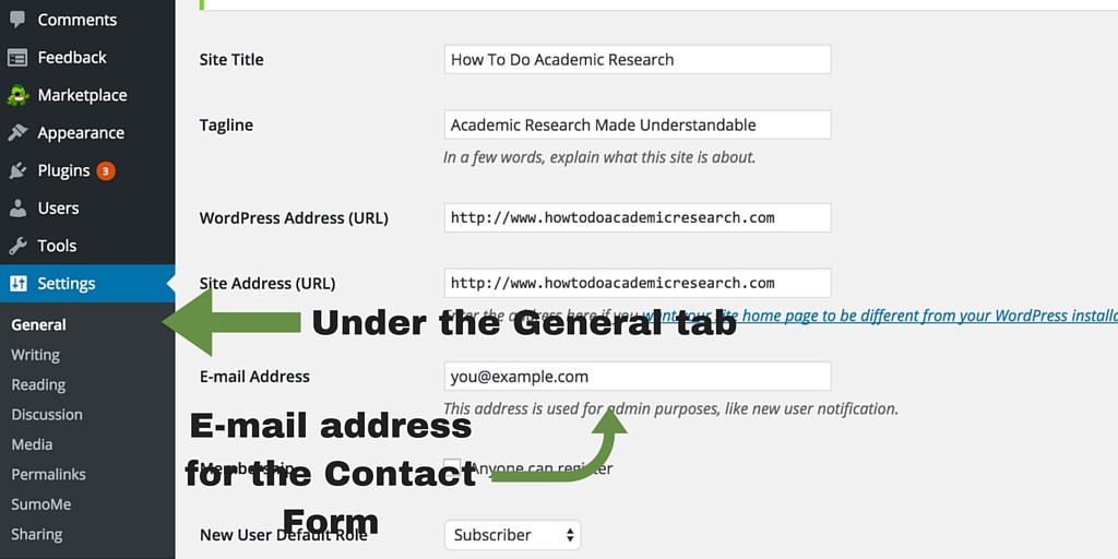 Screenshot 17 - Posts and pages - contact form email address
