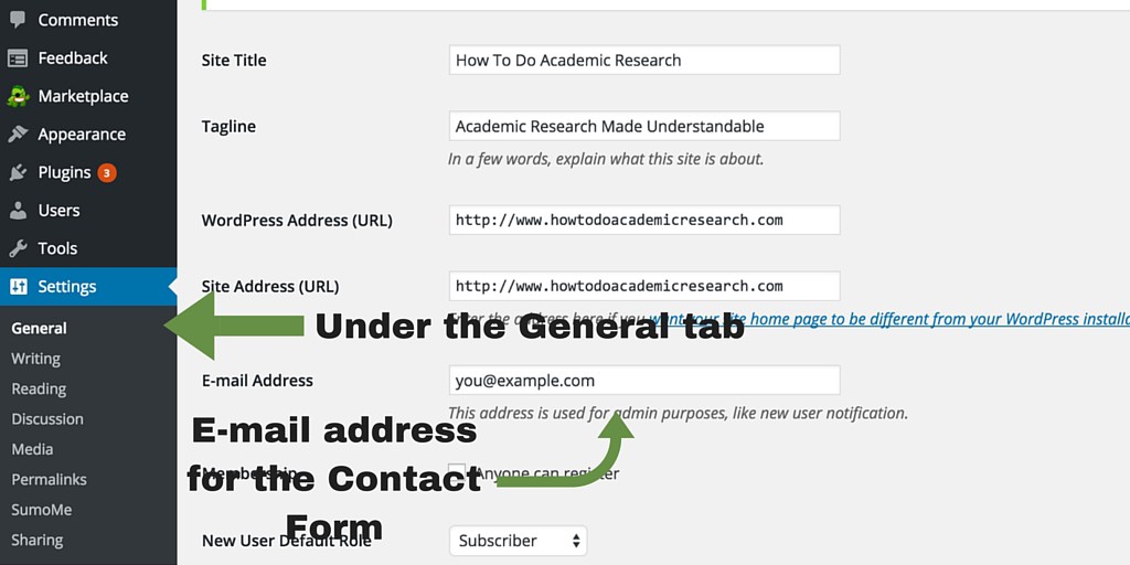 Screenshot 17 - Posts and pages - contact form email address